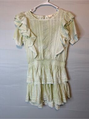 LoveShackFancy Natasha Heritage Mini Dress Women's Medium Moss Green Dress 46